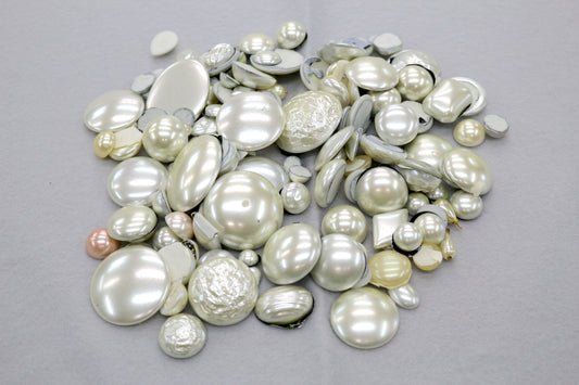 Flat-Back Faux Pearl Embellishment Lot – Assorted Sizes & Shapes