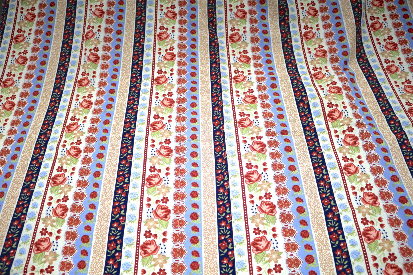 Floral Stripe Cotton Fabric – 45" x 4.75 Yards