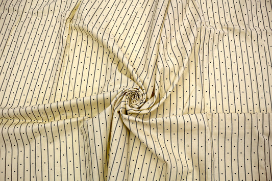 Cream & Black Pinstripe Diamonds Cotton Fabric – 44" x 1 Yard