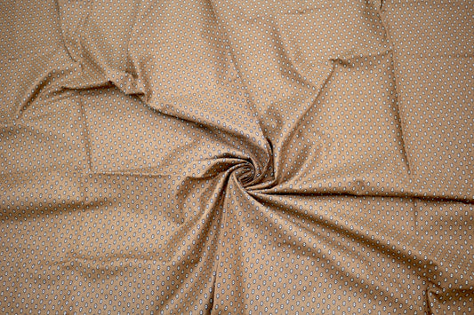 🌻 Tan Geometric Dot Cotton Fabric – 45" x 1 Yard