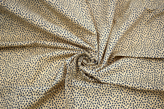 🌿 Cream & Navy Tiny Tulip Cotton Fabric – 44" x 4.5 Yards