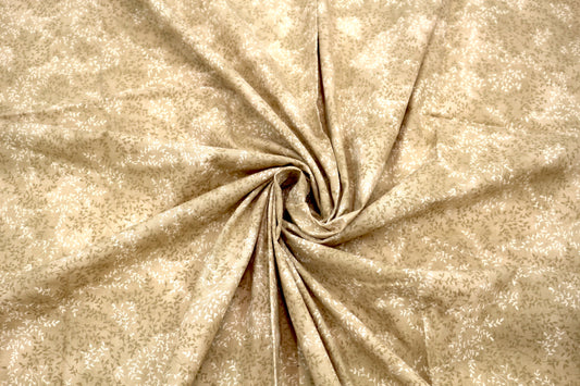 🍂 Beige Vine Print Cotton Fabric – 45" x 2 Yards