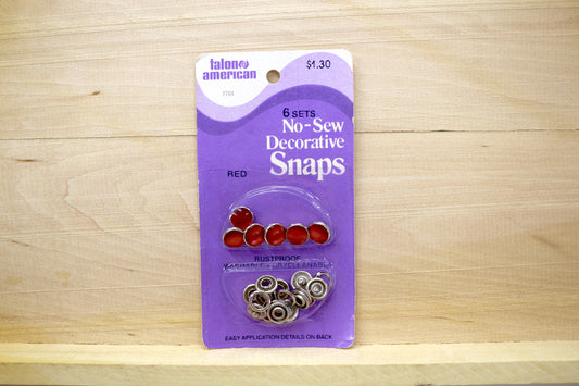🔴 Talon No-Sew Decorative Snaps – Red – 6 Sets (Vintage Card)