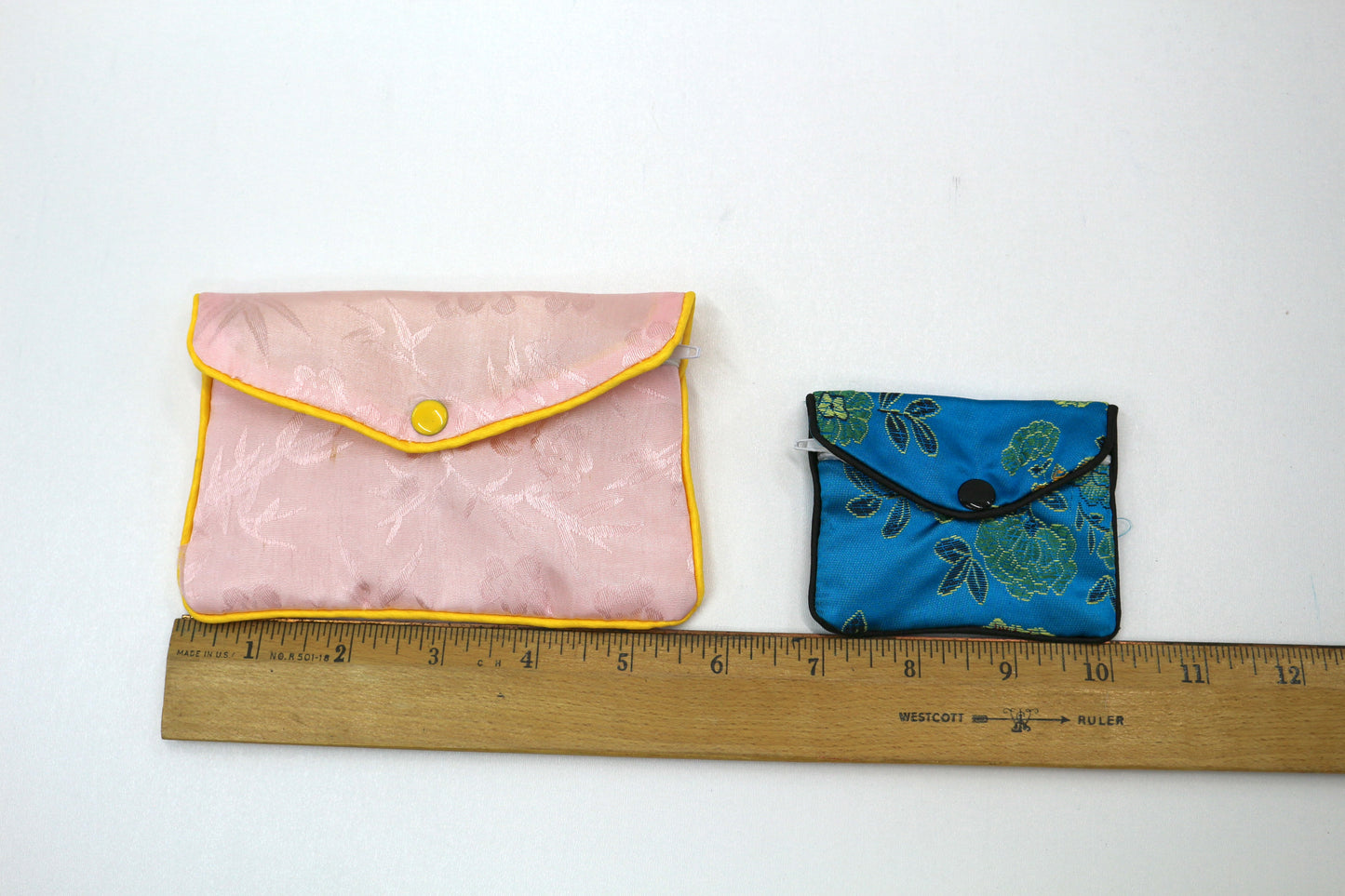 🌸 Small Satin Pouch Duo – Pink & Blue Snap-Closure Bags