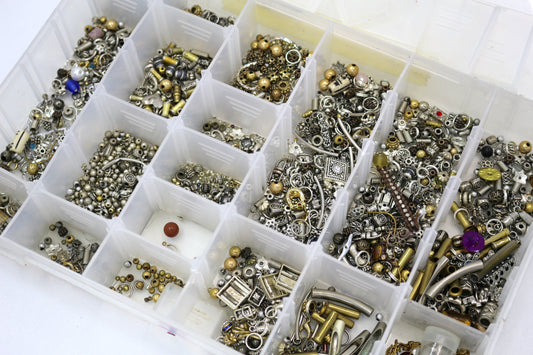 ✨ Metal Beads & Findings Organizer – Mixed Silver, Gold & Antique Tones