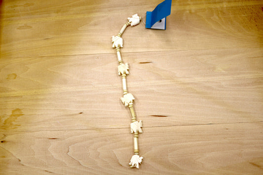 🐘 Carved Elephant Bead Strand – Natural Look, 7 Elephants