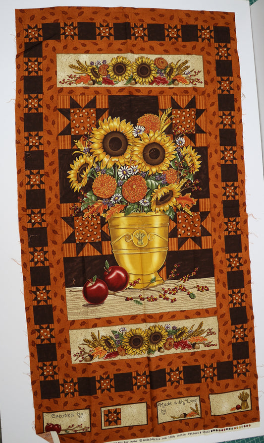 Sunflower Harvest Fabric Panel – 23" x 43.5"