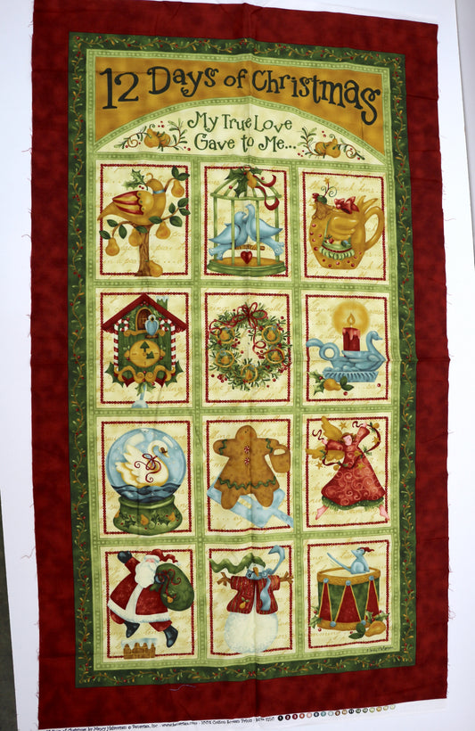 12 Days of Christmas Fabric Panel – 23.5" x 42"