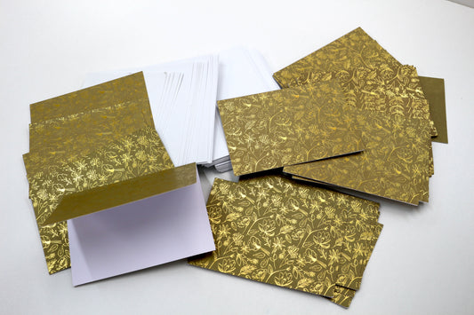 Mara-Mi Blank Card Set with Envelopes – Gold Floral Foil Design