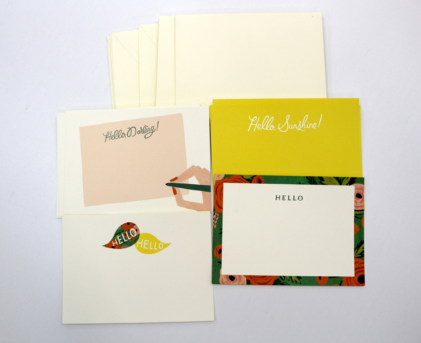 Hello-Themed Notecard Bundle – Blank Backs