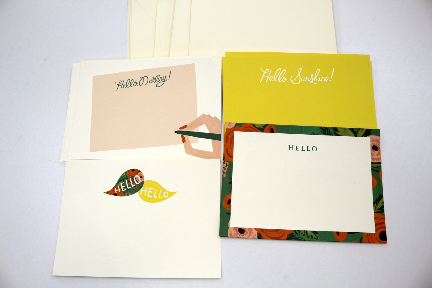 Hello-Themed Notecard Bundle – Blank Backs