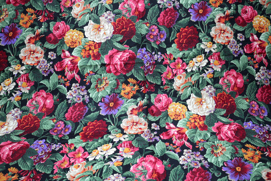 “Midnight Garden Bloom” Cotton Fabric – 45" x 1.25 Yards
