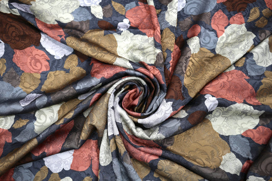 “Autumn Rose Tapestry” Silk Blend Fabric – 46" x 4 Yards