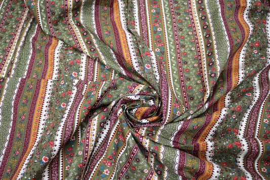 “Meadow Lane Stripes” Cotton Fabric – 44" x 1.75 Yards