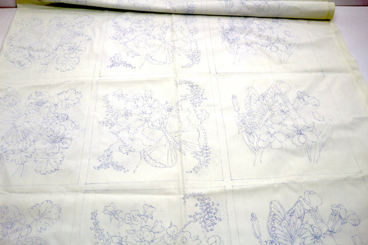 “Butterfly Garden Embroidery Sampler” Cotton Fabric – 38 Blocks (9" x 9")