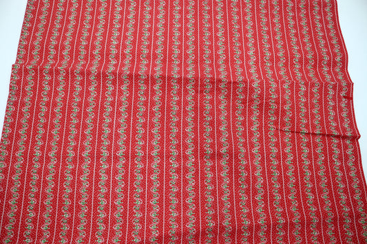 “Holly Berry Stripes” Cotton Fabric – 46" x 2 Yards 🎄