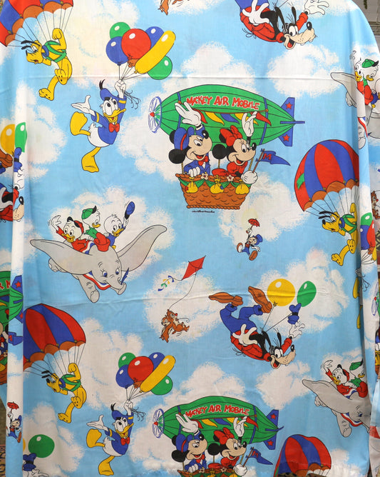 Vintage Disney Flat Sheet – Mickey & Friends in the Sky – 65" x 94" 🎈☁️✨