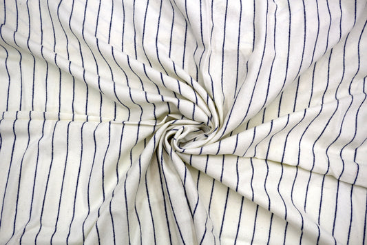 Wool Fabric – White with Navy Pinstripes – 60" Wide (Pick Your Length) 🧵✨