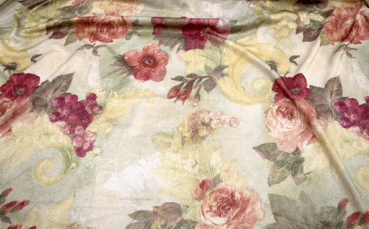 Poly Blend Fabric – Romantic Floral – 60" x 3.5 Yards 🌸♻️