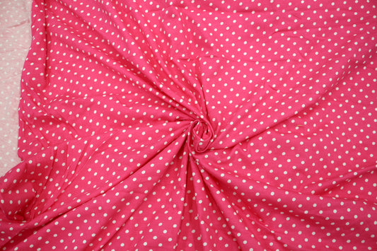 Lady Glitter Sparkles – Bright Pink Polka Dot Satin Fabric (54" x 3 Yards) 🎀✨
