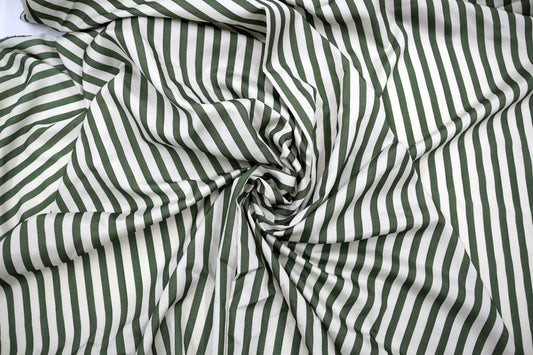 Olive & Cream Striped Lightweight Satin (58" x 7 Yards) 🌿✨
