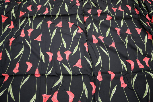 Black Floral Lightweight Fabric (45" x 2.75 Yards) 🌹🖤