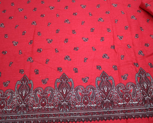 Fuschia Linen Blend with Border Print (56" x 2.5 Yards) ❤️🪡