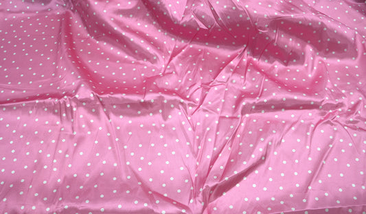 Pink Polka Dot Satin Fabric (54" wide – 7 yards) 🎀✨