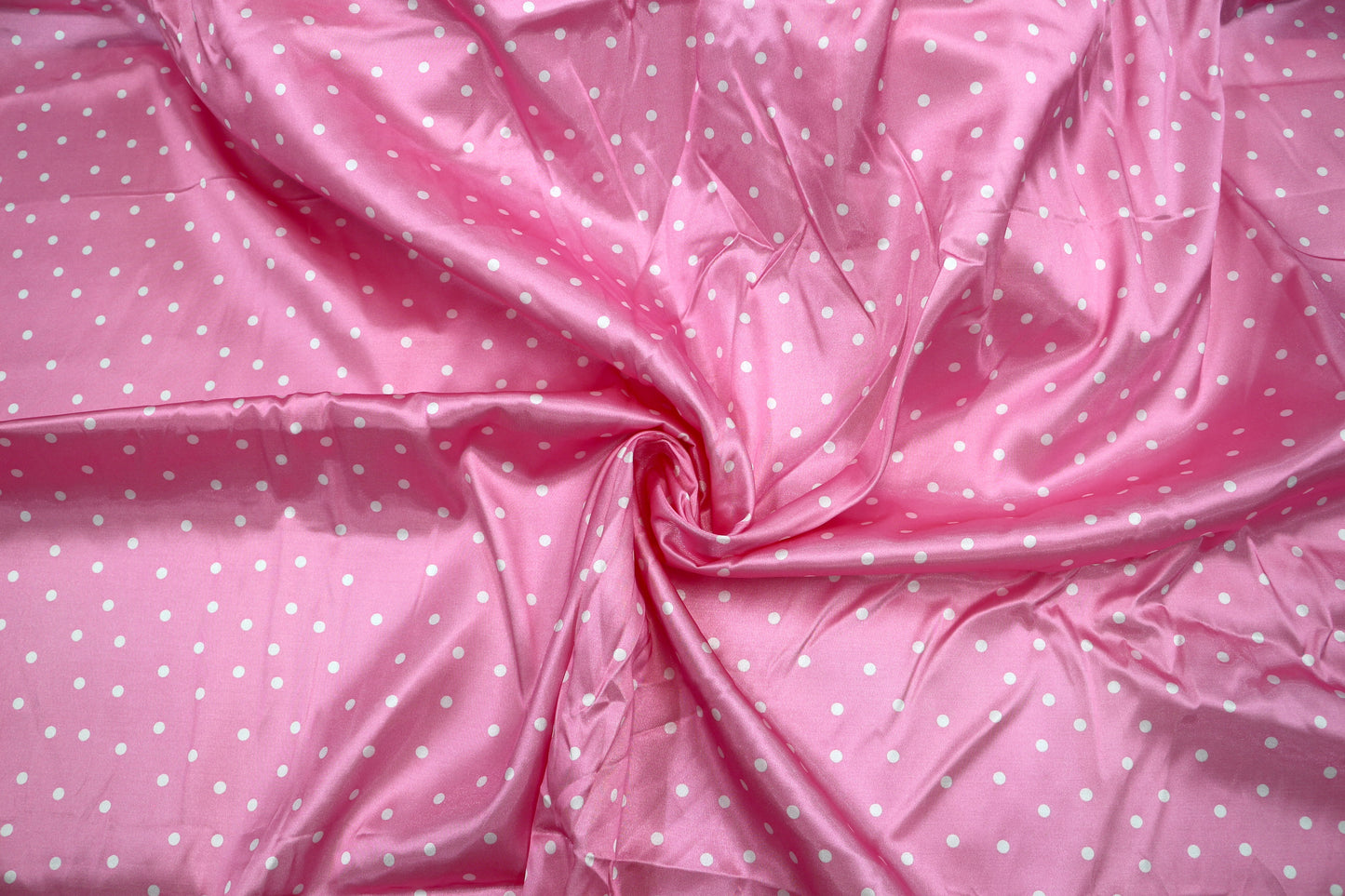 Pink Polka Dot Satin Fabric (54" wide – 7 yards) 🎀✨
