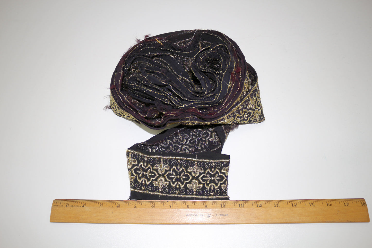 Vintage Black & Gold Jacquard Trim – 2.25" Wide – Continuous Roll ✨