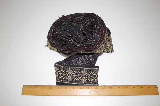 Vintage Black & Gold Jacquard Trim – 2.25" Wide – Continuous Roll ✨