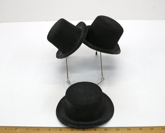 Set of 3 Mini Black Felt Top Hats 🎩