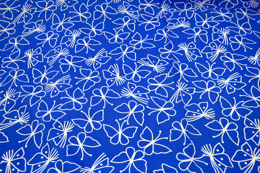 Blue Butterfly Print Cotton Fabric – 44" Wide x 4.5 Yards