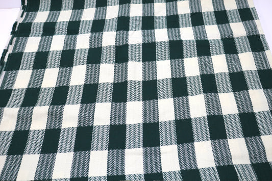 Green and Cream Plaid Wool Blend Fabric – 60" Wide x 4 Yards
