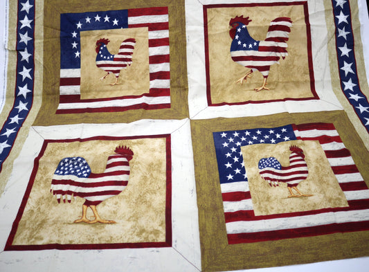 🇺🇸 Cotton Rooster Panel – Americana Theme