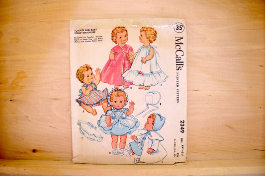 🪡 Vintage Doll Clothes Sewing Pattern McCalls 2349 19"-21"