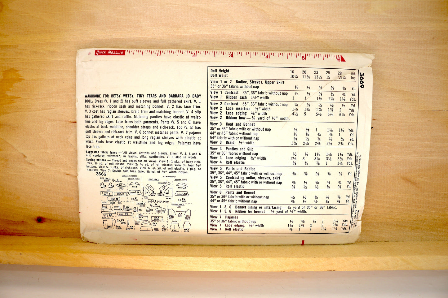 🪡 Vintage Doll Clothes Sewing Pattern Simplicity 3669 20"