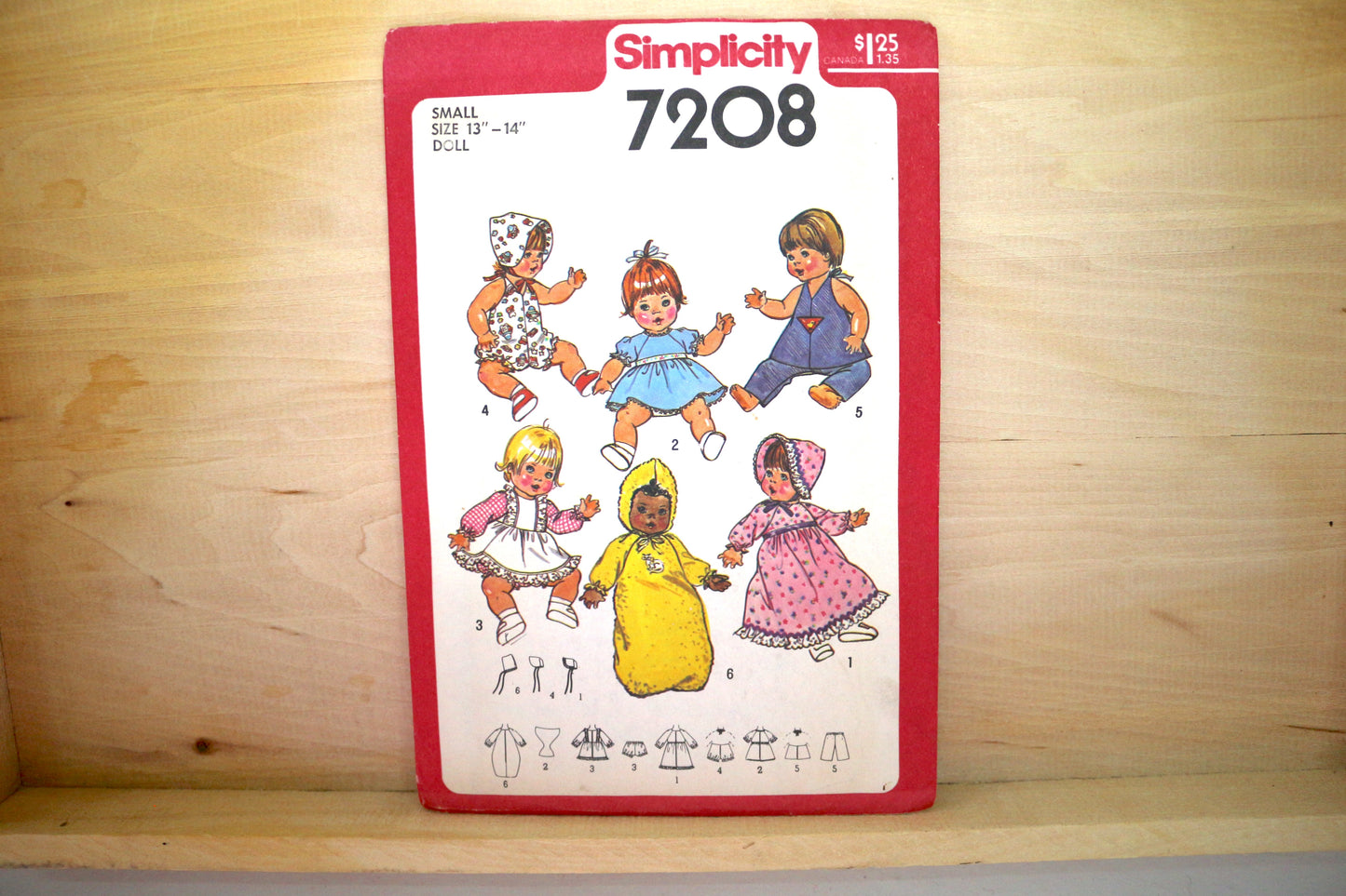 🪡 Vintage Doll Clothes Sewing Pattern Simplicity 7208 13"-14"