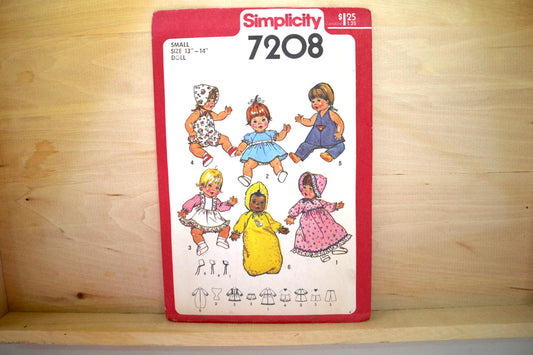 🪡 Vintage Doll Clothes Sewing Pattern Simplicity 7208 13"-14"