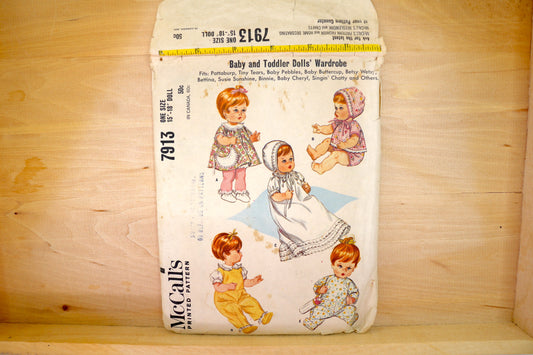 🪡 Vintage Doll Clothes Sewing Pattern McCalls 7913 15"-18" Baby and Toddler Doll Wardrobe