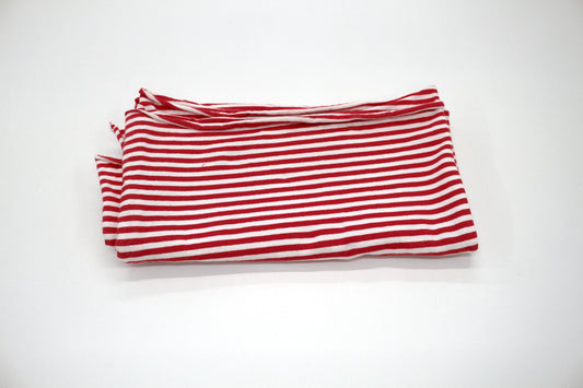 Red & White Stripe Knit Fabric Remnant – 54" x ¾ Yard (Midweight)