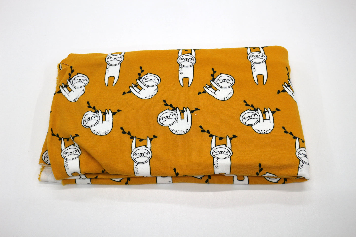 Sloth Print Knit Fabric Remnant – Golden Yellow 🦥