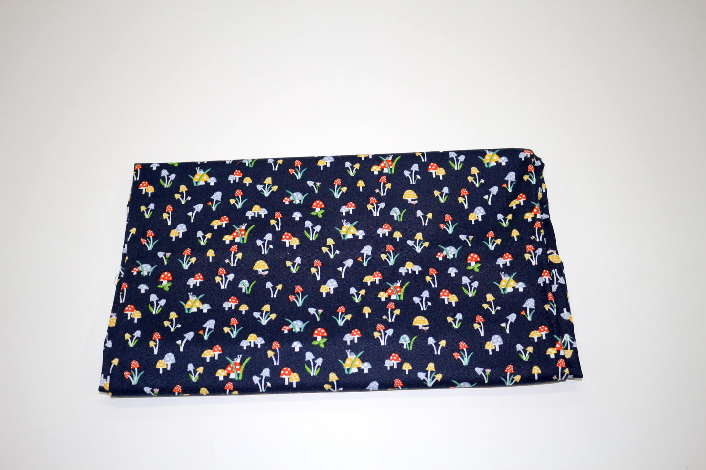 Blue Mushroom Cotton Fabric Remnant
