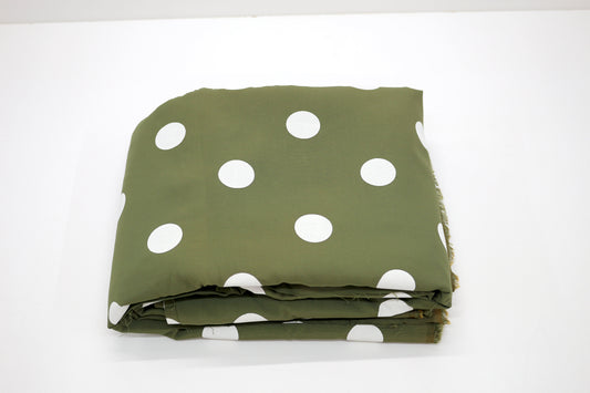 Olive Green Polka Dot Rayon Blend Fabric – 60" x 6 Yards | Soft & Playful