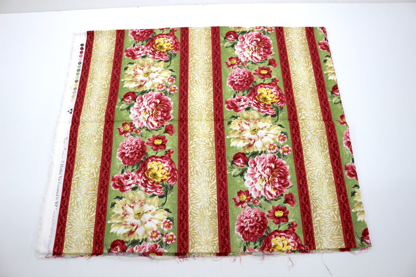 Hope’s Promise” Floral Cotton Fabric – 44" x 2 Yards | Vintage Garden Stripes