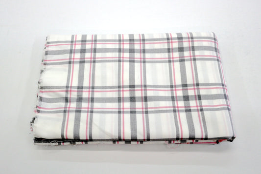 Pink & Gray Plaid Cotton Blend Woven – 62" x 4 Yards