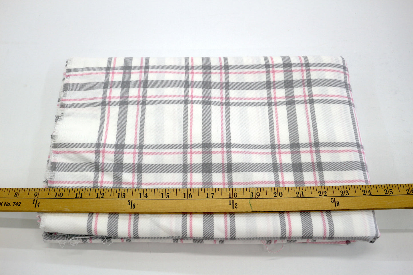 Pink & Gray Plaid Cotton Blend Woven – 62" x 4 Yards