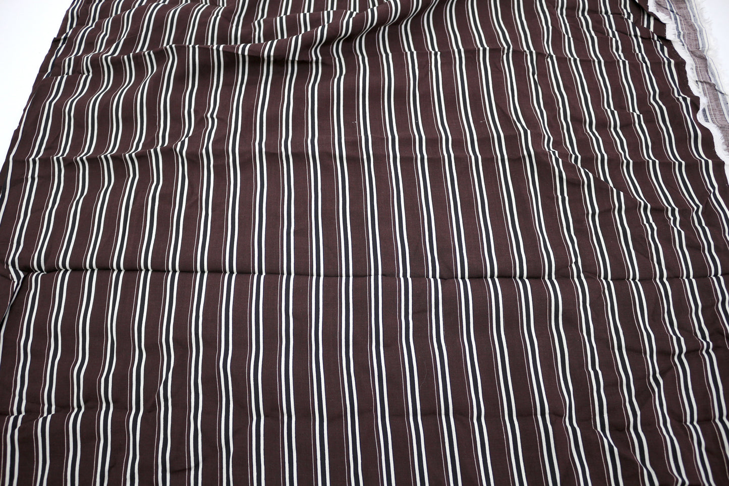 Brown & White Stripe Cotton Blend Fabric – 58" x 1.75 Yards