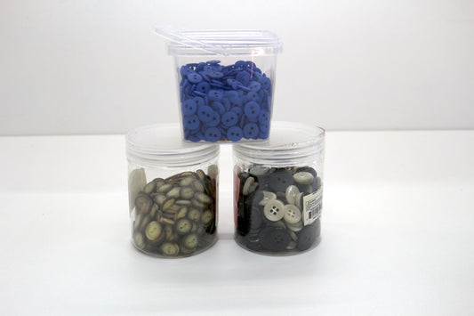 Bundle of Buttons – Mixed Sizes & Colors (2 Jars + 1 Tub)