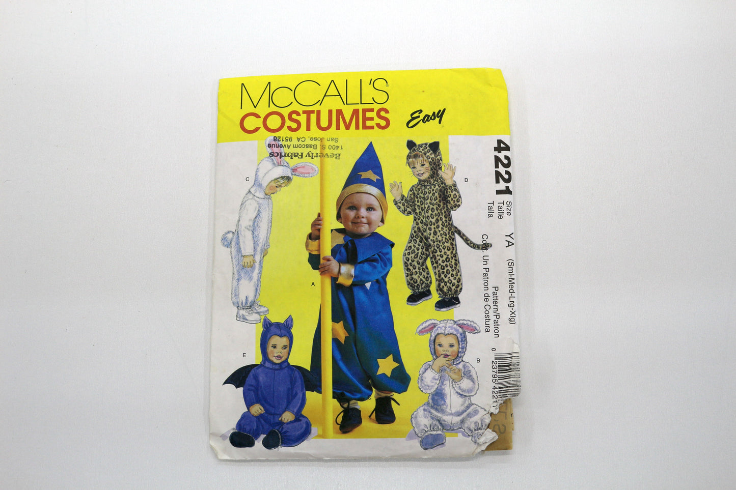 McCall’s Costumes Pattern 4221 – Wizard, Bunny, Bat & Leopard (Kids’ Sizes S–XL)